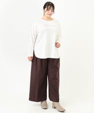 OLKLV17059 eur3(エウルキューブ) 【大きいサイズ】ドロップショルダーコットン長袖Tシャツ ホワイト(90)