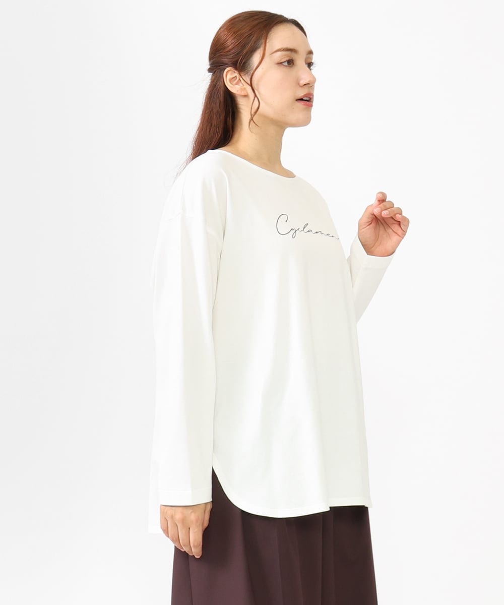 OLKLV17059 eur3(エウルキューブ) 【大きいサイズ】ドロップショルダーコットン長袖Tシャツ ホワイト(90)