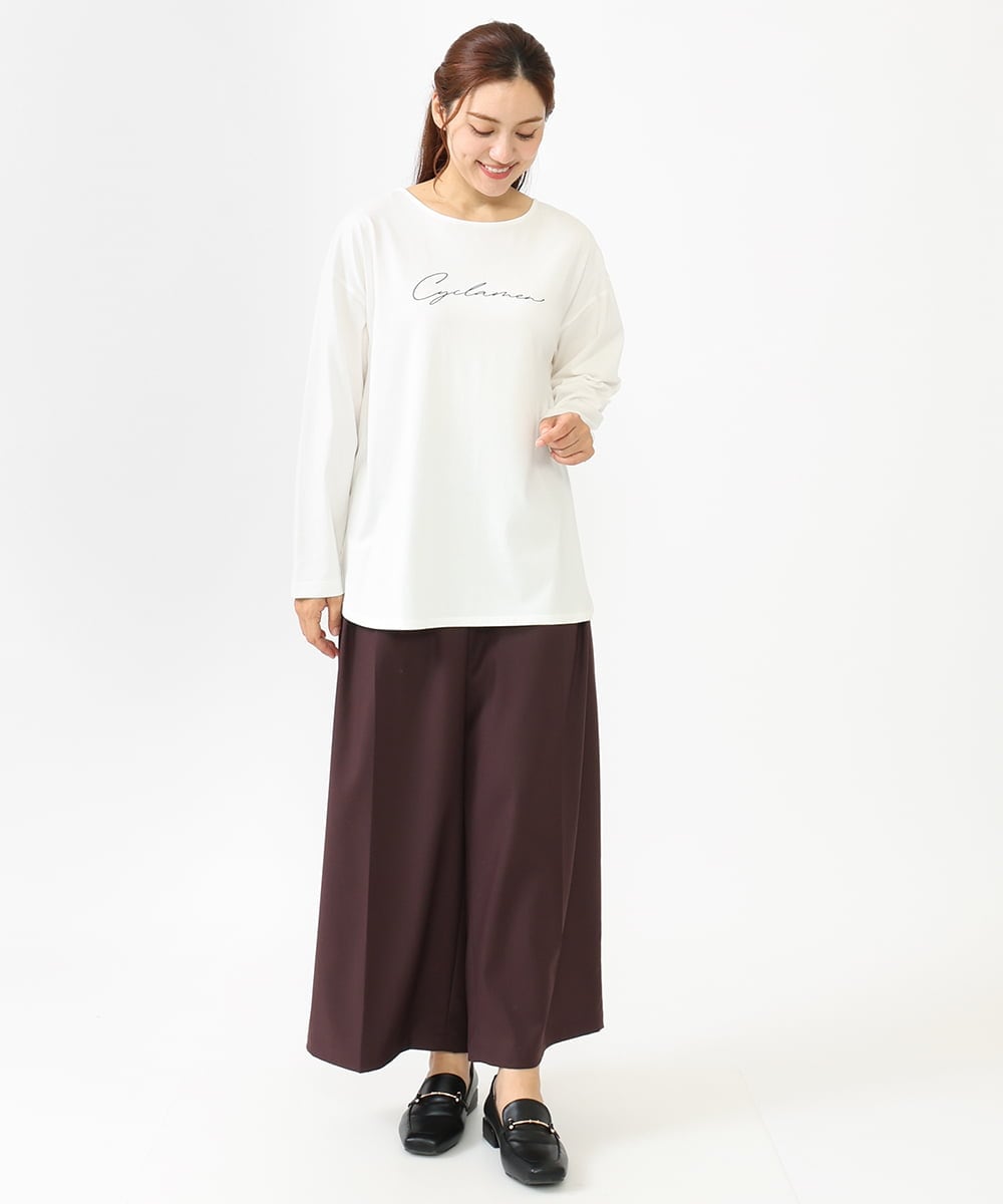 OLKLV17059 eur3(エウルキューブ) 【大きいサイズ】ドロップショルダーコットン長袖Tシャツ ホワイト(90)