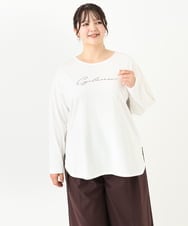 OLKLV17059 eur3(エウルキューブ) 【大きいサイズ】ドロップショルダーコットン長袖Tシャツ ホワイト(90)