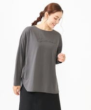 OLKLV17059 eur3(エウルキューブ) 【大きいサイズ】ドロップショルダーコットン長袖Tシャツ ダークグレー(93)