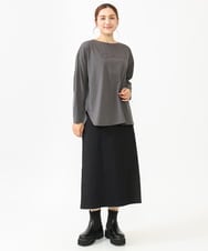 OLKLV17059 eur3(エウルキューブ) 【大きいサイズ】ドロップショルダーコットン長袖Tシャツ ダークグレー(93)