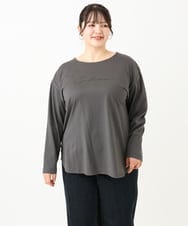 OLKLV17059 eur3(エウルキューブ) 【大きいサイズ】ドロップショルダーコットン長袖Tシャツ ダークグレー(93)