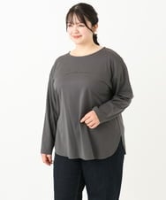 OLKLV17059 eur3(エウルキューブ) 【大きいサイズ】ドロップショルダーコットン長袖Tシャツ ダークグレー(93)