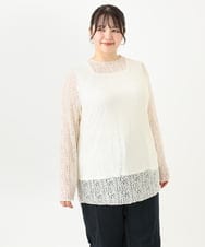 OLKLV40049 eur3(エウルキューブ) 【大きいサイズ】ストレッチレーストップス アイボリー(80)