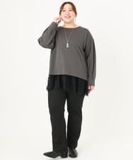 OLLBA34089 eur3(エウルキューブ) 【大きいサイズ】リブジャージーパンツ ブラック(94)