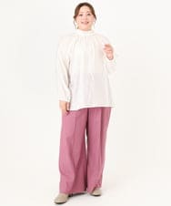 OLLCA08129 eur3(エウルキューブ) 【大きいサイズ】ストレッチワイドパンツ ピンク(03)