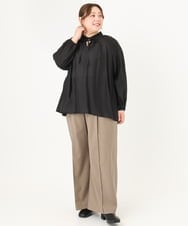 OLLCA08129 eur3(エウルキューブ) 【大きいサイズ】ストレッチワイドパンツ モカ(84)