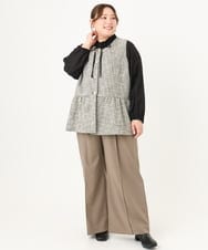 OLLCA08129 eur3(エウルキューブ) 【大きいサイズ】ストレッチワイドパンツ モカ(84)