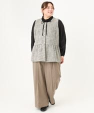 OLLCA08129 eur3(エウルキューブ) 【大きいサイズ】ストレッチワイドパンツ モカ(84)