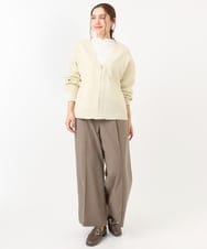 OLLCA08129 eur3(エウルキューブ) 【大きいサイズ】ストレッチワイドパンツ モカ(84)