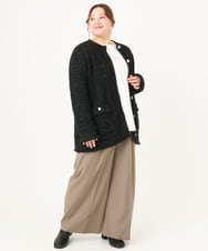 OLLCA08129 eur3(エウルキューブ) 【大きいサイズ】ストレッチワイドパンツ モカ(84)