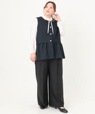 OLLCA08129 eur3(エウルキューブ) 【大きいサイズ】ストレッチワイドパンツ ブラック(94)