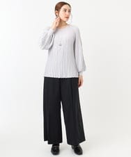 OLLCA08129 eur3(エウルキューブ) 【大きいサイズ】ストレッチワイドパンツ ブラック(94)