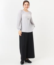 OLLCA08129 eur3(エウルキューブ) 【大きいサイズ】ストレッチワイドパンツ ブラック(94)