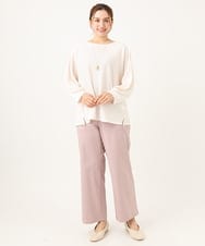 OLLEA05099 eur3(エウルキューブ) 【大きいサイズ】ベイカーワイドストレートパンツ ピンク(03)