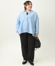 OLLEA05099 eur3(エウルキューブ) 【大きいサイズ】ベイカーワイドストレートパンツ ブラック(94)