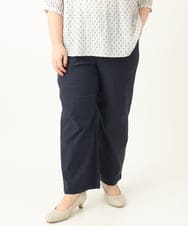 OLLEA22099 eur3(エウルキューブ) 【大きいサイズ】さらさらストレッチワイドパンツ ネイビー(57)