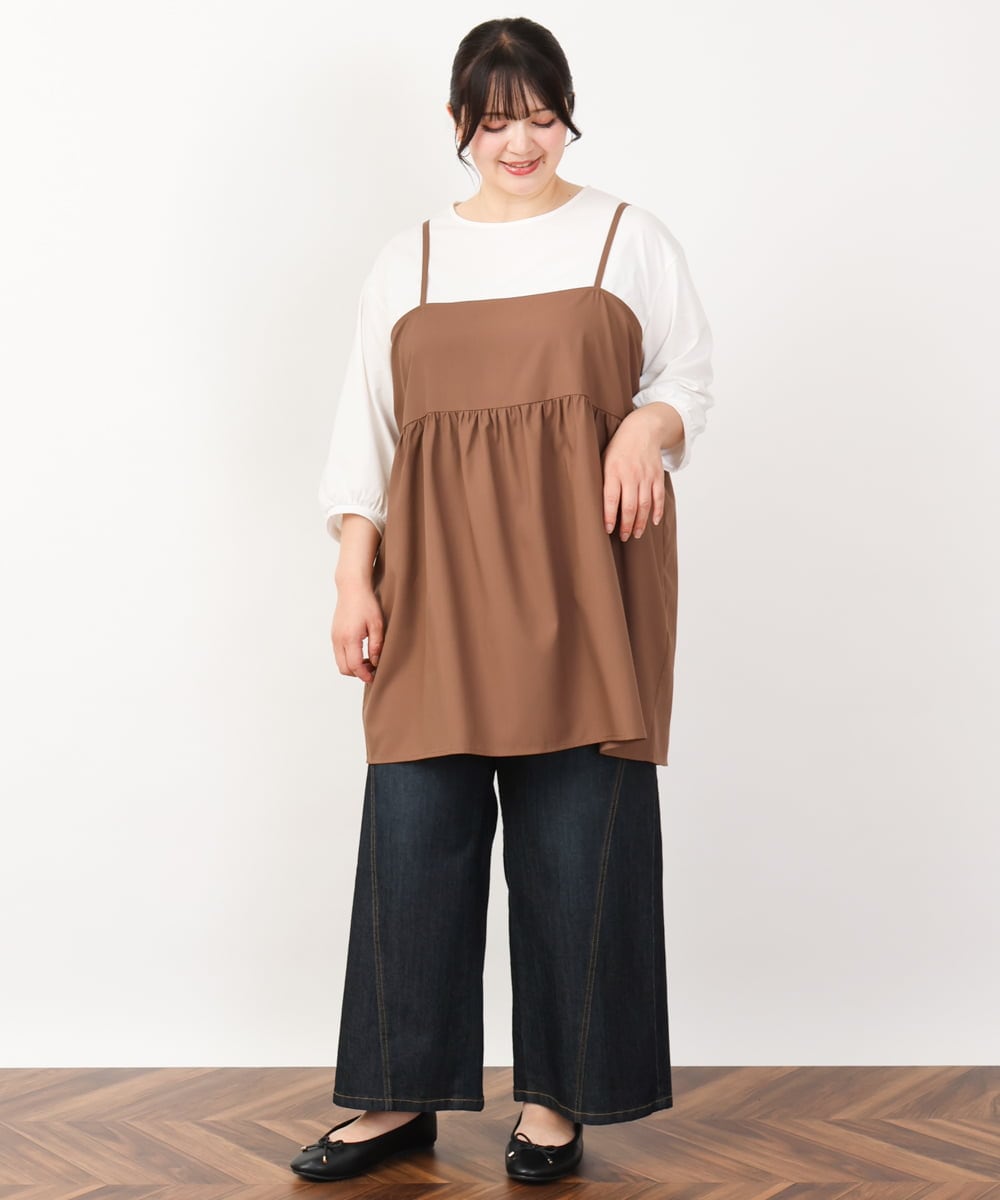 OLLJV03099 eur3(エウルキューブ) 【大きいサイズ】ワイドストレッチデニム ネイビー(57)