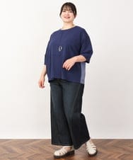 OLLJV03099 eur3(エウルキューブ) 【大きいサイズ】ワイドストレッチデニム ネイビー(57)