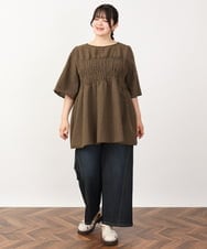 OLLJV03099 eur3(エウルキューブ) 【大きいサイズ】ワイドストレッチデニム ネイビー(57)