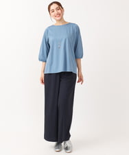 OLLJV23099 eur3(エウルキューブ) 【大きいサイズ/接触冷感】ストレッチワイドパンツ ネイビー(57)