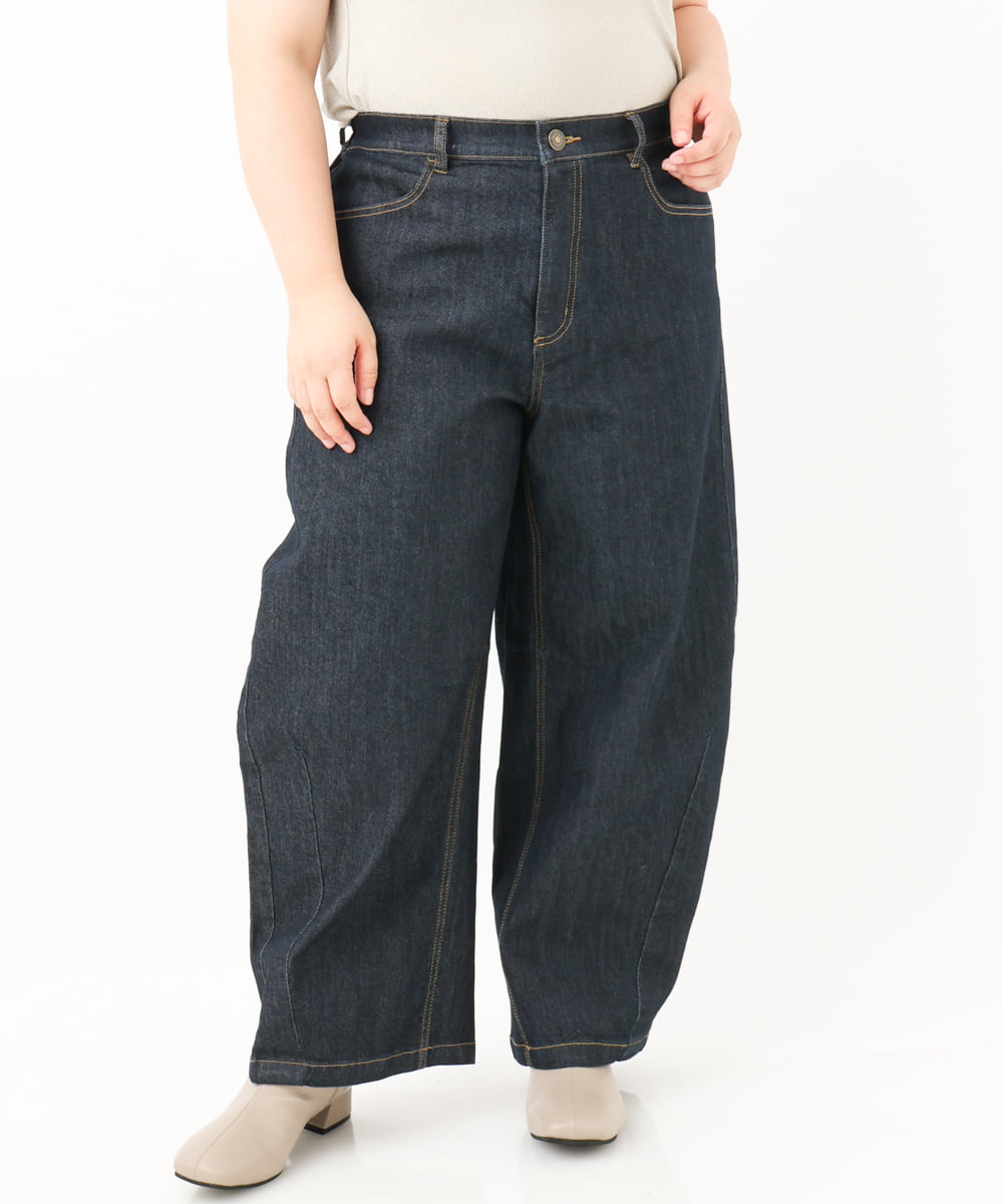 OLLKV05109 eur3(エウルキューブ) 【大きいサイズ】カーブデニムパンツ ネイビー(57)