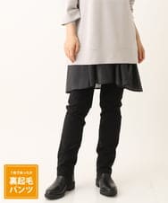 OLLLS09089 eur3(エウルキューブ) 【大きいサイズ】裏起毛ストレッチパンツ ブラック(94)