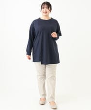 OLLLV31089 eur3(エウルキューブ) 【大きいサイズ】さらさらストレッチストレート裏起毛パンツ グレージュ(89)