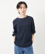 PHKGB38210 GEORGES RECH(小さいサイズ)(メゾン ドゥ サンク) ランダムシャーリングレースカットソー ネイビー