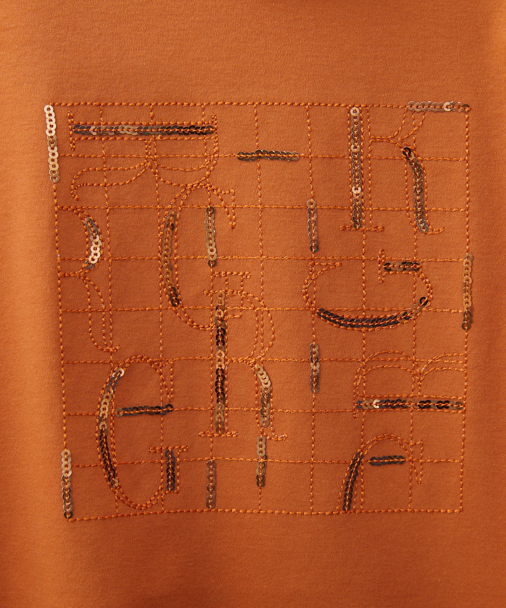 PHKGX12150 GEORGES RECH(小さいサイズ)(メゾン ドゥ サンク) [接触冷感]ロゴ刺繍スパンコールAラインカットソー ライトグレー