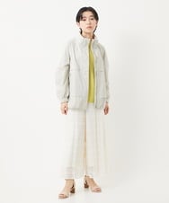 PHLGB34270 GEORGES RECH(小さいサイズ)(メゾン ドゥ サンク) 幾何ボーダーレースワイドプリーツワイドパンツ アイボリー