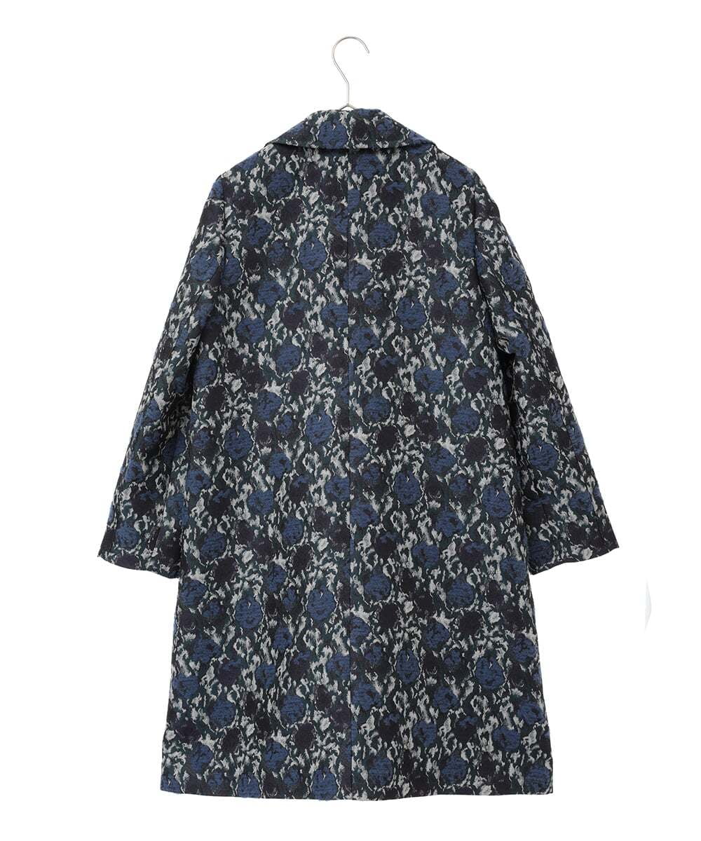 切替えデザイン ジャガード ラメ糸 花柄 デニムジャケット コート S25