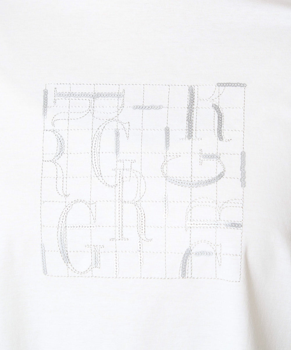 PZKHX12150 GEORGES RECH(ジョルジュ・レッシュ) [接触冷感]ロゴ刺繍スパンコールAラインカットソー ライトグレー
