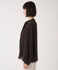 R6BFA50240 HIROKO BIS(小さいサイズ)(メゾン ドゥ サンク) 【小さいサイズ】ドレープアクセントジョーゼットブラウス ブラウン