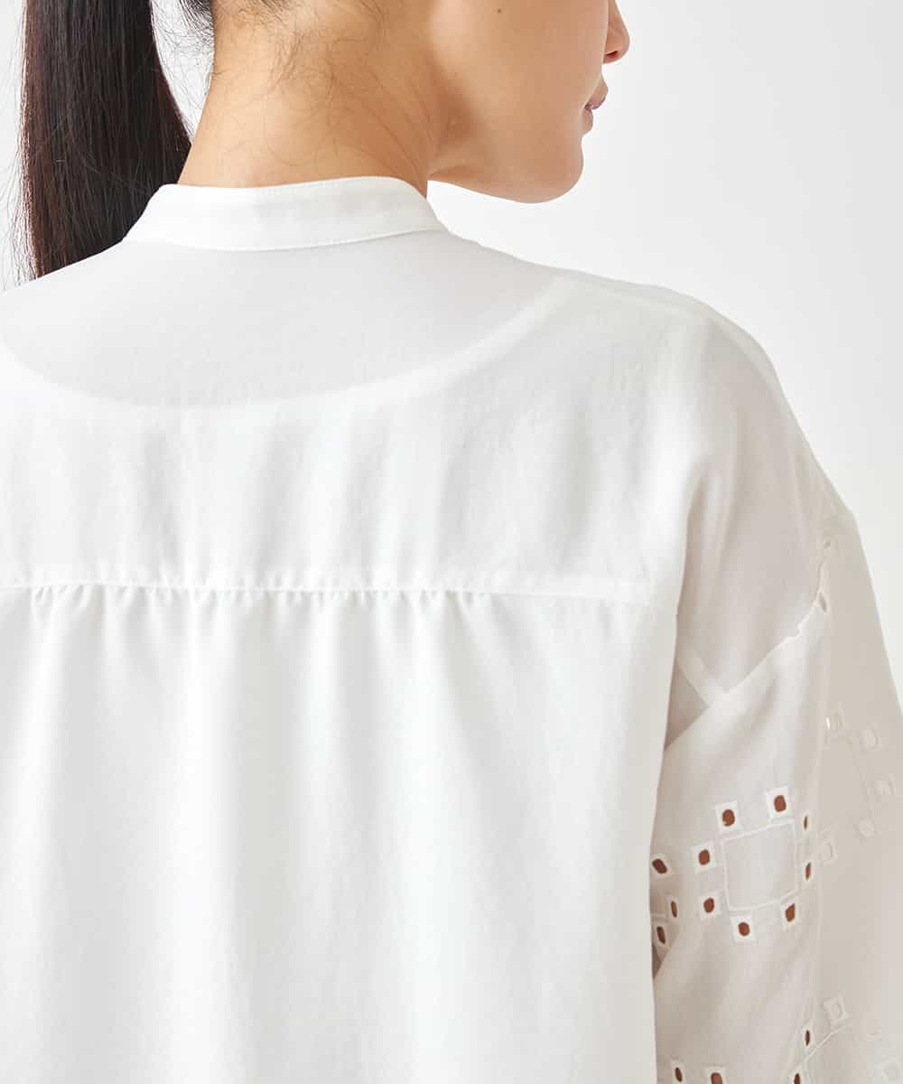アイレット刺繍デザインチュニックシャツ /洗える(ブラウス・シャツ 