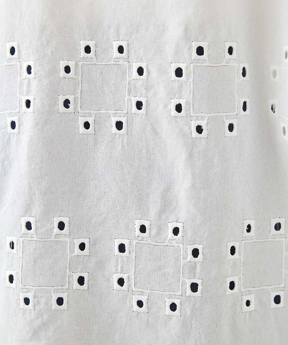 RBBGW05270 HIROKO BIS(ヒロコ ビス) アイレット刺繍デザインチュニックシャツ /洗える ホワイト