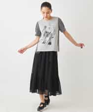 RBKGX01210 HIROKO BIS(ヒロコ ビス) ドレスアッププリントTシャツ /洗える ライトグレー