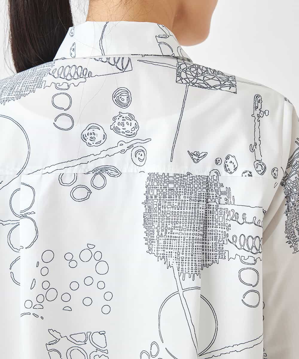 REBGW65290 HIROKO BIS(ヒロコ ビス) 幾何学POPチュニックシャツ /洗濯機で洗える ホワイト
