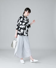 RHBHW30590 HIROKO KOSHINO(ヒロココシノ) アニマルコラージュプリントシャツ /日本製/洗える ブラック