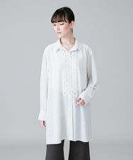 RHBHW33690 HIROKO KOSHINO(ヒロココシノ) ドットモノトーンプリントシャツ /洗える ホワイト