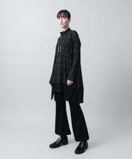 RHPLX54540 HIROKO KOSHINO(ヒロココシノ) シアーチェックレイヤードヘムチュニック /日本製/洗える ブラック