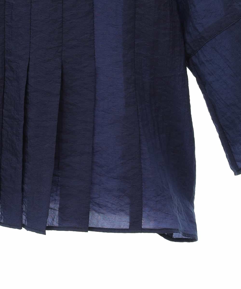 RLBGW20330 HIROKO BIS GRANDE(ヒロコ ビス グランデ) 【大きいサイズ】タックプリーツブラウスジャケット /洗える ブルー