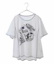 RLKGX02210 HIROKO BIS GRANDE(ヒロコ ビス グランデ) 【大きいサイズ】ステッチアクセントTシャツ /洗える ホワイト