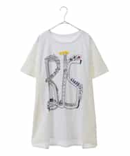 RLKGX03240 HIROKO BIS GRANDE(ヒロコ ビス グランデ) 【大きいサイズ】グラフィカルプリントTシャツ /洗える ホワイト