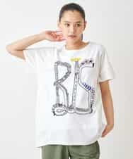 RLKGX03240 HIROKO BIS GRANDE(ヒロコ ビス グランデ) 【大きいサイズ】グラフィカルプリントTシャツ /洗える ホワイト