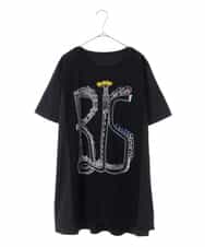 RLKGX03240 HIROKO BIS GRANDE(ヒロコ ビス グランデ) 【大きいサイズ】グラフィカルプリントTシャツ /洗える ブラック