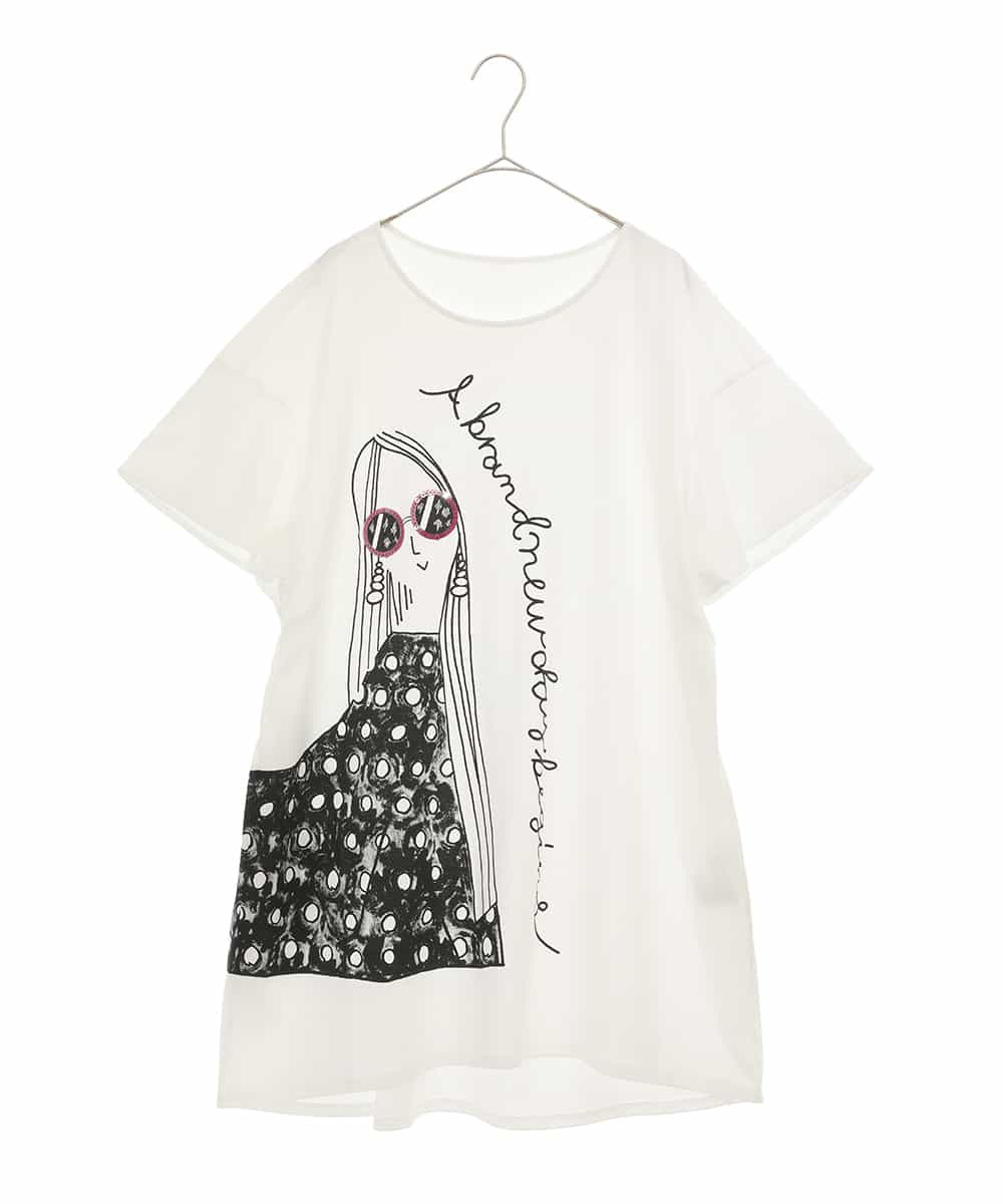 RLKGX04250 HIROKO BIS GRANDE 【大きいサイズ】デザインプリントチュニックTシャツ /洗える