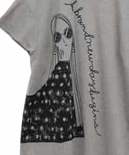 RLKGX04250 HIROKO BIS GRANDE(ヒロコ ビス グランデ) 【大きいサイズ】デザインプリントチュニックTシャツ /洗える ライトグレー