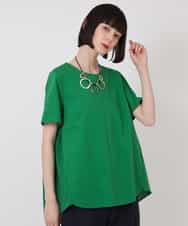 RLKHV15170 HIROKO BIS GRANDE(ヒロコ ビス グランデ) 【大きいサイズ】バックフレアドッキングTシャツ /洗濯機で洗える グリーン